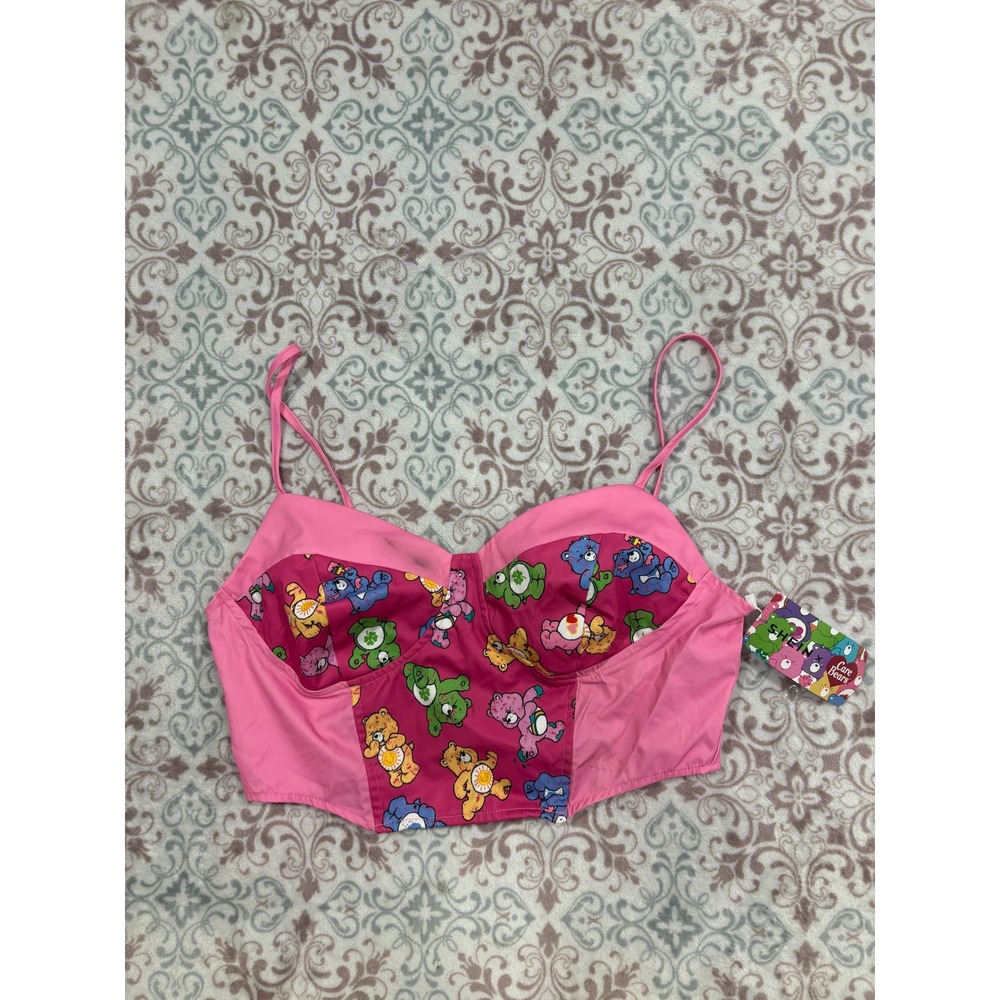 SHEIN x Care Bears Pink Corset Cami Top Graphic Print Bustier Size L NEW